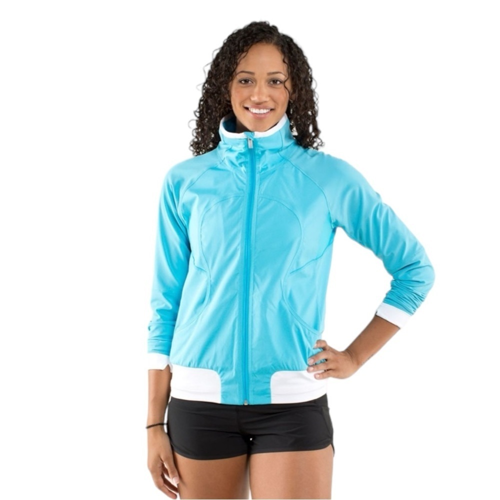 LULULEMON Track Attack Jacket in Spray Blue Size 8 - Picture 2 of 11